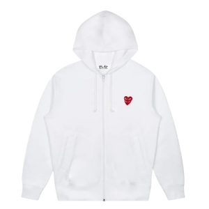 CDG Play Double Heart -vetoketjuhuppari, valkoinen