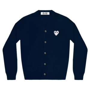 Homme Cardigan Blanc Cœur Marine