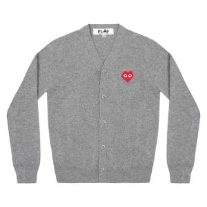 Homme Cardigan Play Invader Emblem Gris