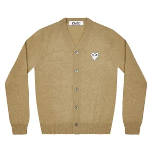 Cardigan homme Play Natural Series Camel White Heart