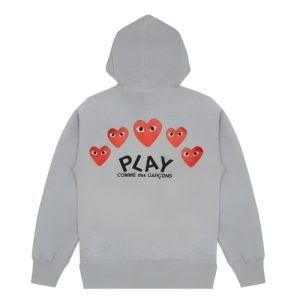 Comme Des Garcons Play Multi Logo vetoketjuhuppari harmaa