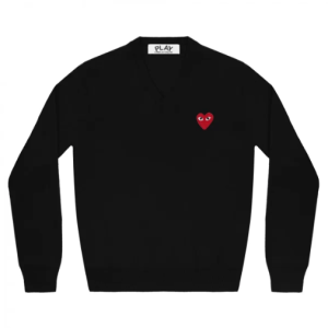 CDG PULL COL V RED EMBLEM (NOIR)