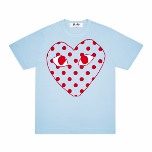 Cdg Play – T-shirt Cœur à pois lumineux – (Bleu)
